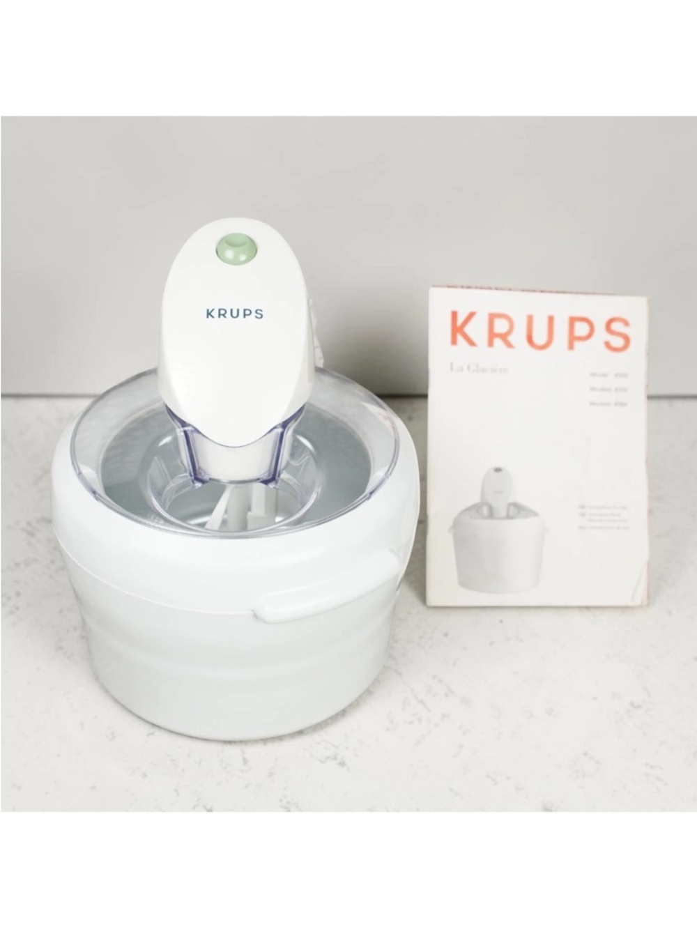 Krups La Glaciere Ice Cream & Sorbet Maker Model 358 White Made In Italy